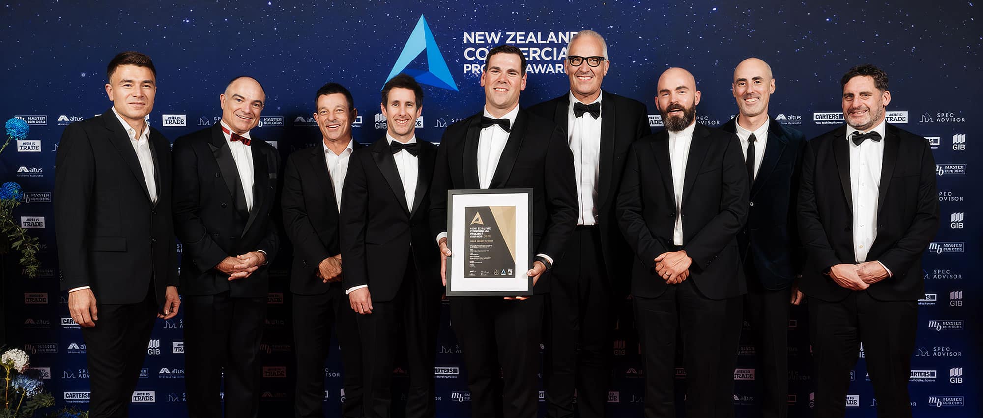 Cassidy Construction receiving a gold award at the NZ Commercial Project Awards 2026