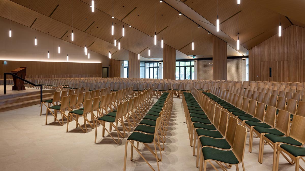 St Patrick's gathering space view of interior with chairs