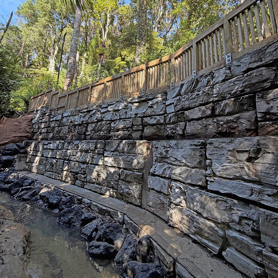 Lynn Reserve gravity retaining wall by Cassidy Construction