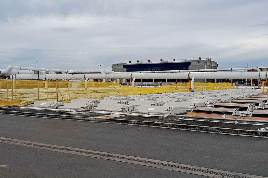 Wide view of Primary Sedimentation Tanks at Māngere Waste Water Treatment Plant