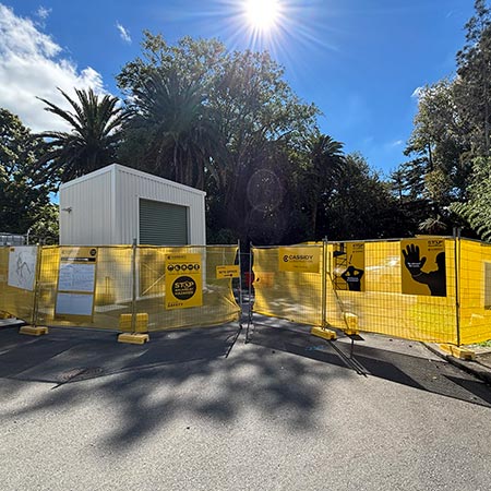 cassidy construction site fence and signage at pukekohe water treatment plant