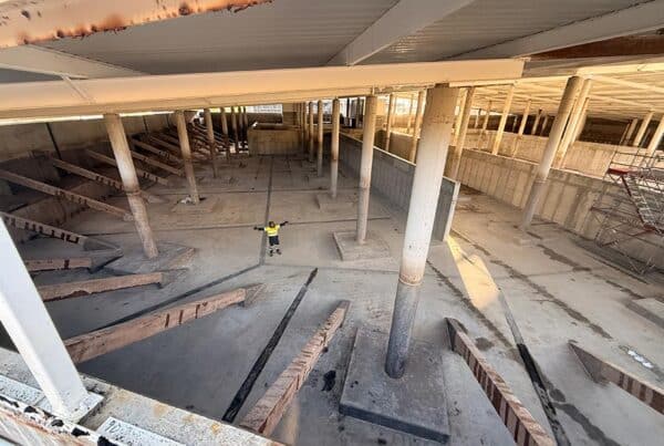 Cassidy Construction person inside B2 Tank at Ardmore Wastewater Treatment Plant