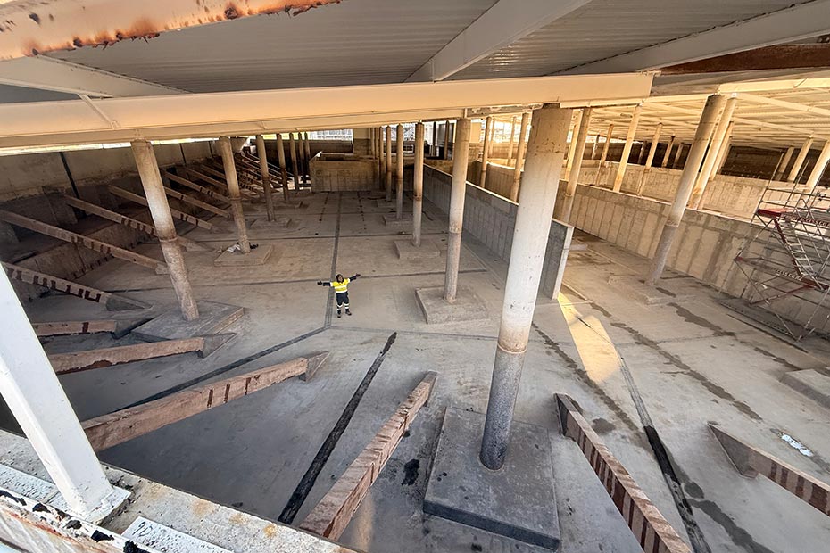 Cassidy Construction person inside B2 Tank at Ardmore Wastewater Treatment Plant