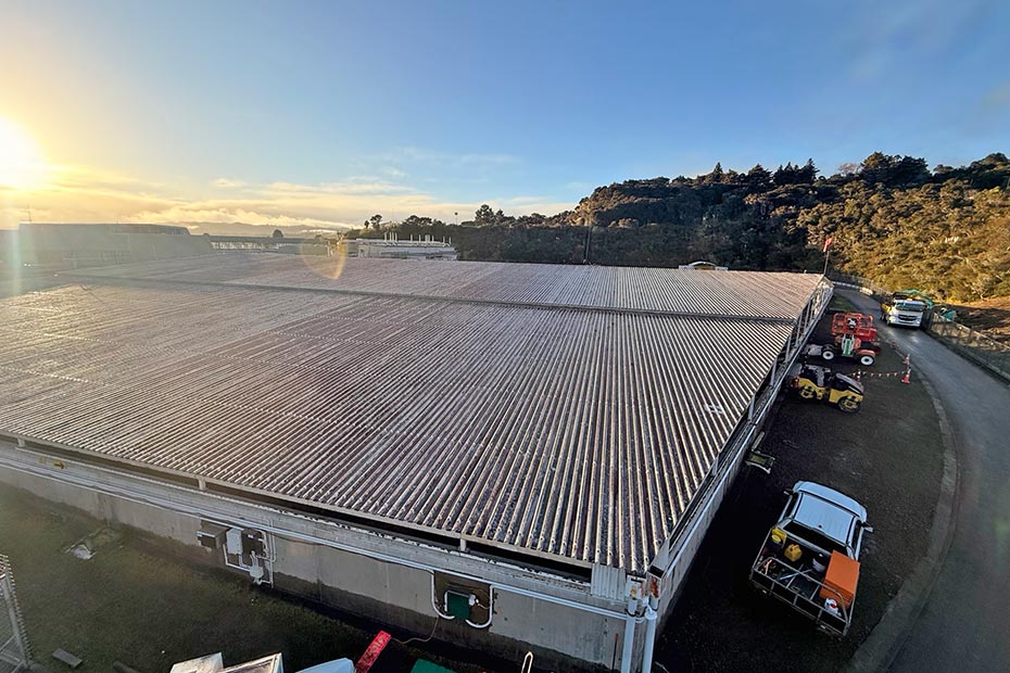 aerial view of the roof B2 Tank Ardmore Wastewater Treatment Plant