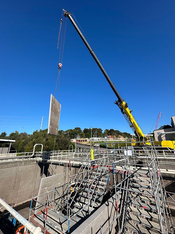Rosedale MLE panel install with crane