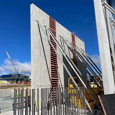 Precast panel in situ at Te Mihi site