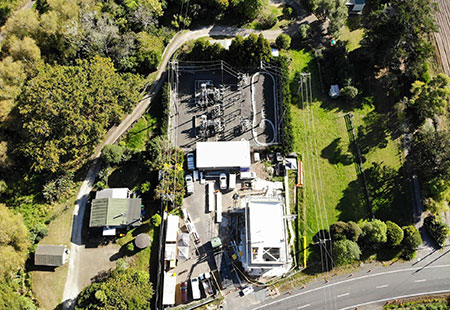 aerial photo of vector riverhead substation site during works