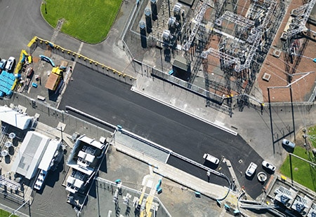 aerial view of transpower penrose site after demolition of the old control building