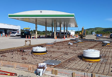 canopy and forecourt during construction