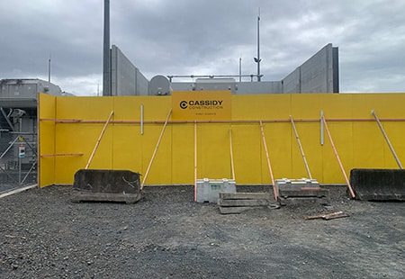 Cassidy Construction site hoarding at penrose old control building demolition