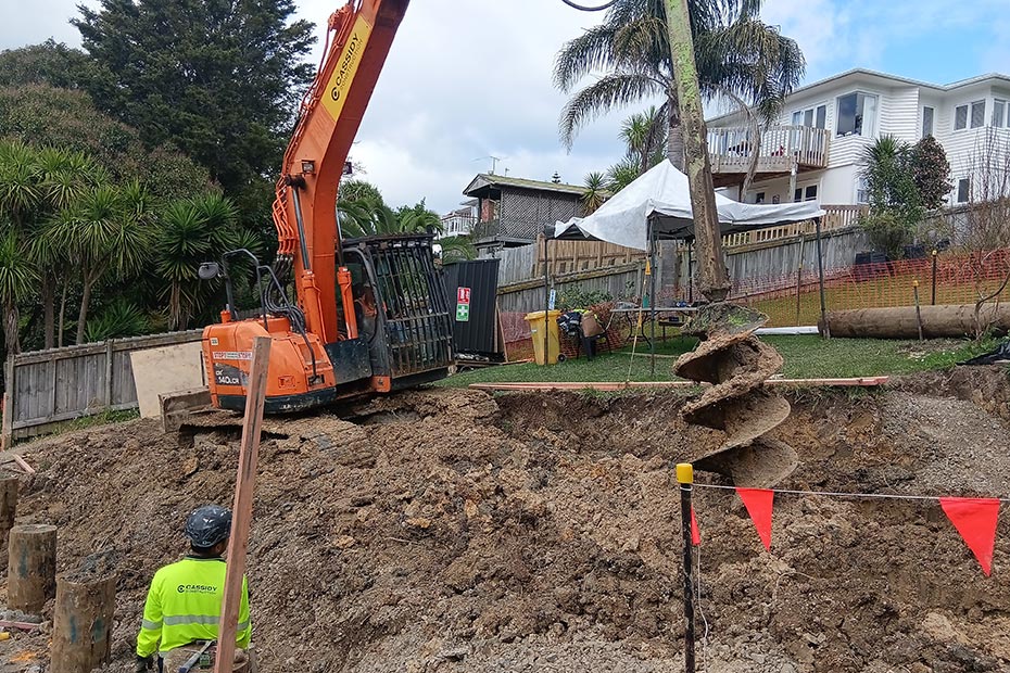 drilling holes for piles cassidy construction