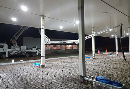 night concrete pour under service station canopy cassidy construction