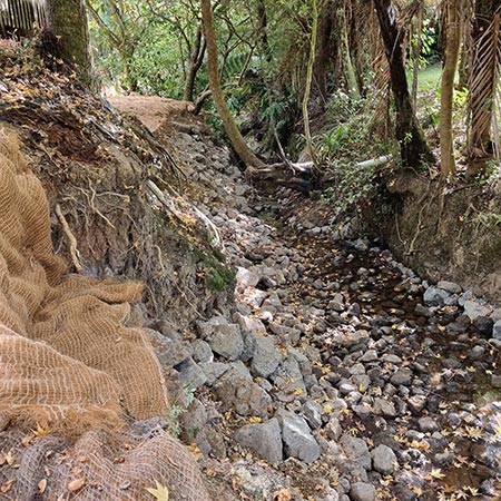 stream running through site at atkinson road