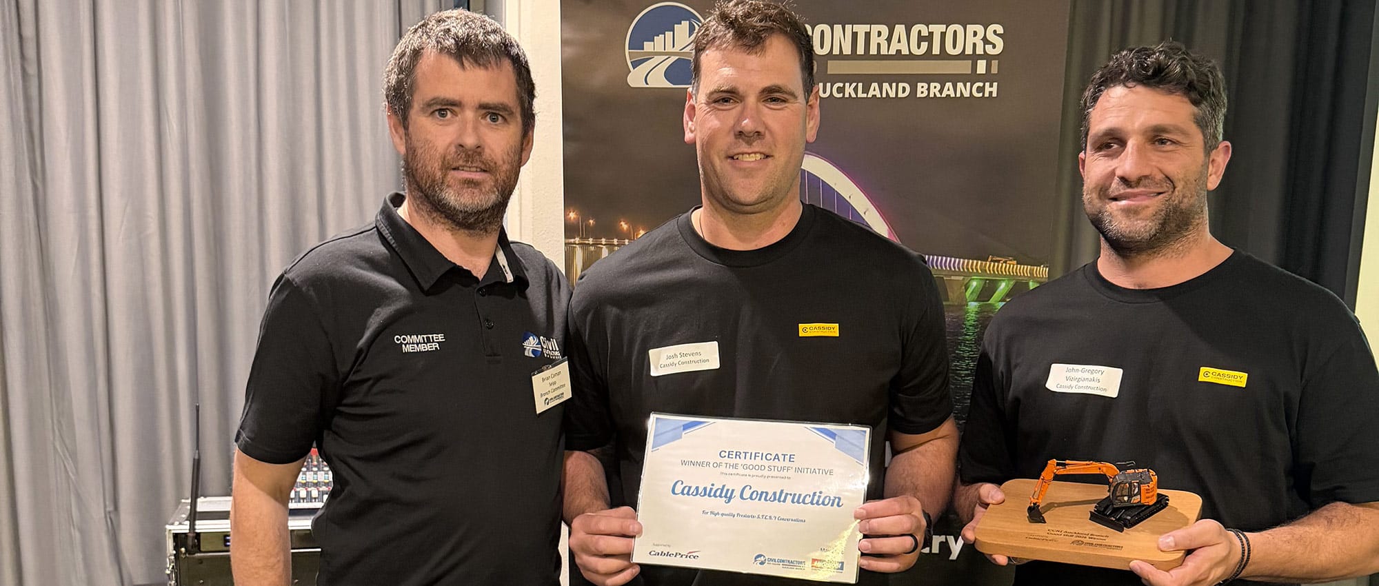 Civil Contractors New Zealand Good Stuff Award for Cassidy Construction